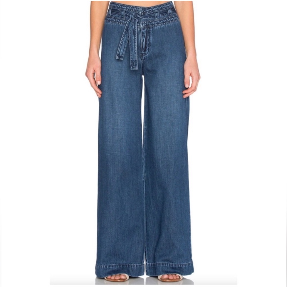 Free People Augusta Belted Wide Leg Jeans